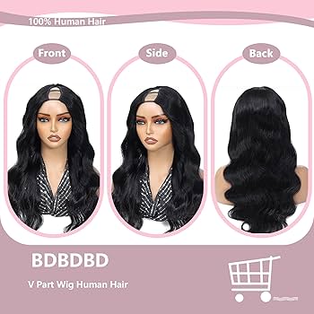 ☆100% remy hair human hair (U part) wig☆ Amazon.com : BDBDBD V Part Wig Human Hair Body Wave 100